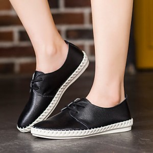 Women's Shoes Nappa Leather Spring / Summer / Fall / Winter Comfort Flats Athletic / Casual Black / Brown / White