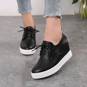 Women's Flats Winter Comfort / Round Toe / Closed Toe Microfibre Casual Platform Black / White Walking