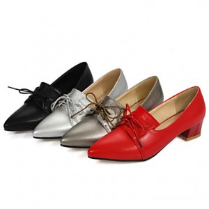 Women's Shoes Low Heels/Pointed Toe Heels/Oxfords Office & Career/Casual Black/Red/Silver/Gray