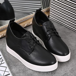 Women's Flats Winter Comfort / Round Toe / Closed Toe Microfibre Casual Platform Black / White Walking