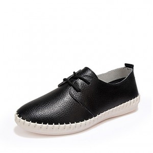 Women's Shoes Nappa Leather Spring / Summer / Fall / Winter Comfort Flats Athletic / Casual Black / Brown / White