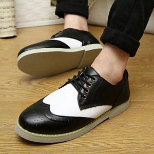 Women's Spring / Summer / Fall / Winter Comfort Leather Casual Flat Heel Lace-up Black / Brown / White