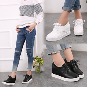 Women's Flats Fall / Winter Comfort / Round Toe / Closed Toe Microfibre Casual Platform Black / White Walking