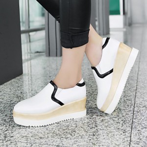 Women's Shoes Faux Leather Platform Bootie/Creepers/Closed Toe Boots Outdoor/Dress/Casual Black/Red/White