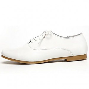 Women's Shoes Nappa Leather Spring/Summer/Fall/Winter Moccasin Oxfords Athletic/Dress/Casual Flat Heel Lace-up White