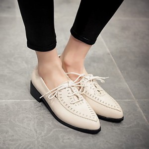 Women's Shoes Winter Heels / Pointed Toe Oxfords Dress Low Heel Lace-up Black / Brown / Gray / Beige Others