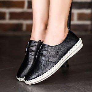 Women's Shoes Nappa Leather Spring / Summer / Fall / Winter Comfort Flats Athletic / Casual Black / Brown / White