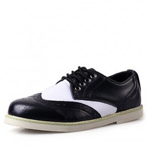 Women's Spring / Summer / Fall / Winter Comfort Leather Casual Flat Heel Lace-up Black / Brown / White