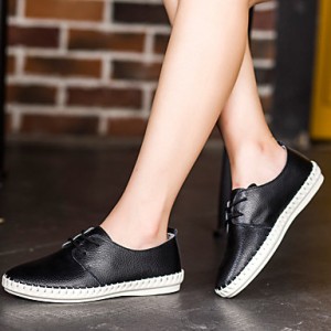 Women's Shoes Nappa Leather Spring / Summer / Fall / Winter Comfort Flats Athletic / Casual Black / Brown / White