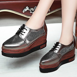 Women's Shoes Tulle Wedge Heel Wedges/Creepers Fashion Sneakers Party & Evening/Athletic/Dress/Casual Black/Silver