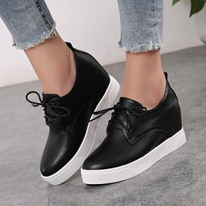 Women's Flats Winter Comfort / Round Toe / Closed Toe Microfibre Casual Platform Black / White Walking