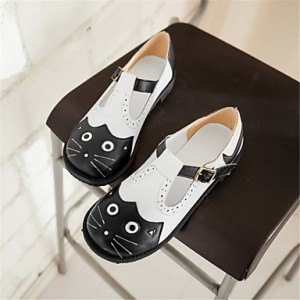 Women's Spring / Summer / Fall / Winter Round Toe Leatherette Outdoor / Dress / Casual Flat Heel Black