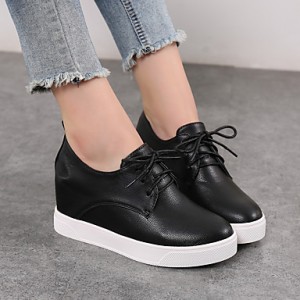 Women's Flats Winter Comfort / Round Toe / Closed Toe Microfibre Casual Platform Black / White Walking