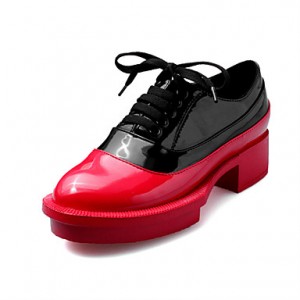 Women's Shoes PU Fall Platform / Round Toe Oxfords Office & Career / Dress / Casual Chunky HeelRed / White