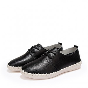 Women's Shoes Nappa Leather Spring / Summer / Fall / Winter Comfort Flats Athletic / Casual Black / Brown / White