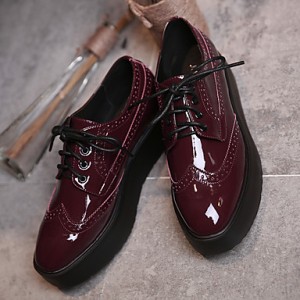 Women's Flats Fall Creepers / Round ToeCasual Flat Heel Black / Burgundy Walking