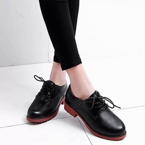 Women's Shoes Chunky Heel Platform / Round Toe Oxfords Office & Career / Dress / Casual Black / Brown / White